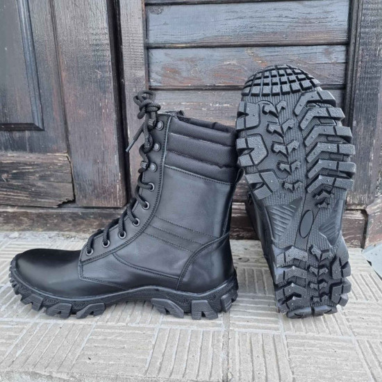 "Sprint" Tactical Boots: Black Leather Ukrainian Army Military Combat Footwear