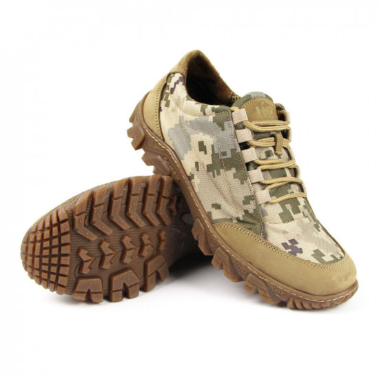 "Ultra" Ukrainian Urban Sneakers: Military Pixel Camo Combat Boots in Beige Color