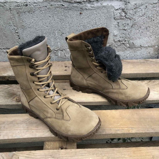 Ukrainian military boots "Typhoon" beige winter high boots Tactical Urban-type footwear