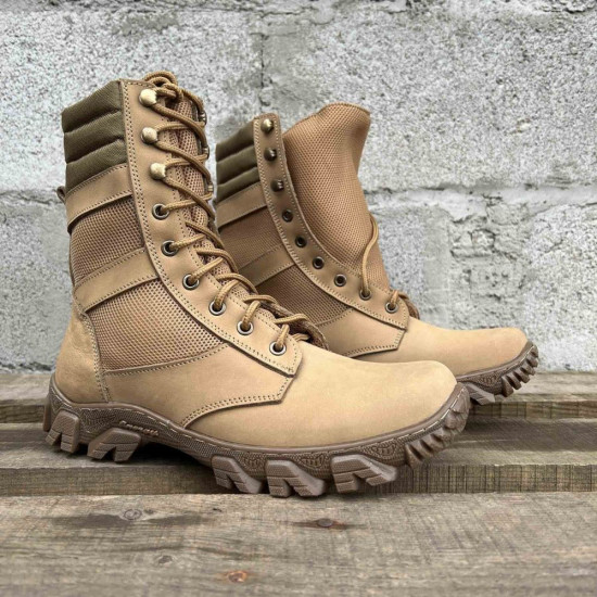 "Sprint" Beige Mesh Boots: Ukrainian Military Desert-Type Tactical Footwear - Lightweight and Durable Summer Boots for Men, Ideal for Hiking and Work.