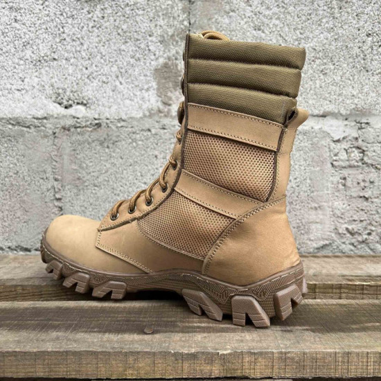 Botas de malla beige "Sprint": calzado táctico militar ucraniano tipo desierto - Botas de verano ligeras y duraderas para hombre, ideales para senderismo y trabajo.