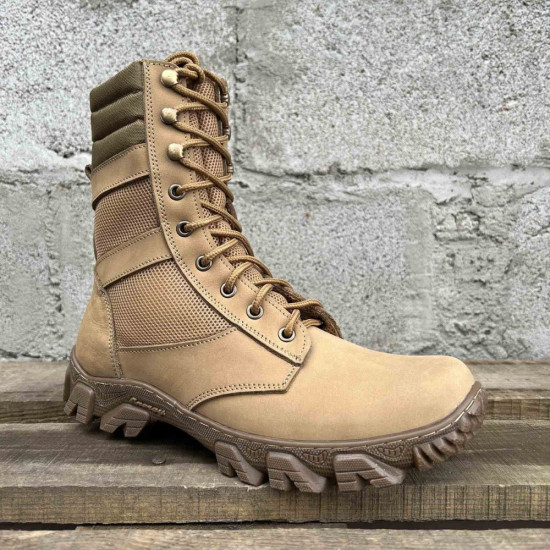 Bottes en maille beige « Sprint » : chaussures tactiques militaires ukrainiennes de type désert – Bottes d'été légères et durables pour hommes, idéales pour la randonnée et le travail.