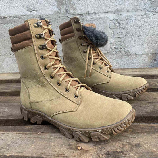 Botas tácticas de invierno Sprint Beige-1: calzado urbano moderno de nobuk para el ejército ucraniano