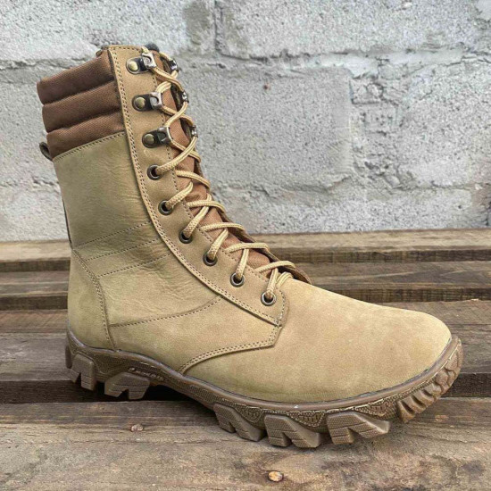 Sprint Beige-1 Taktische Winterstiefel: Modernes urbanes Nubukleder-Schuhwerk für die ukrainische Armee