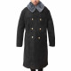 Vintage Winter Black Overcoat Soviet Army Suede Leather Coat