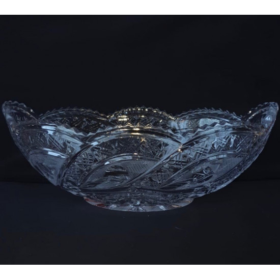 Old czech transparent crystal vase for fruits, vegetables and sweets  