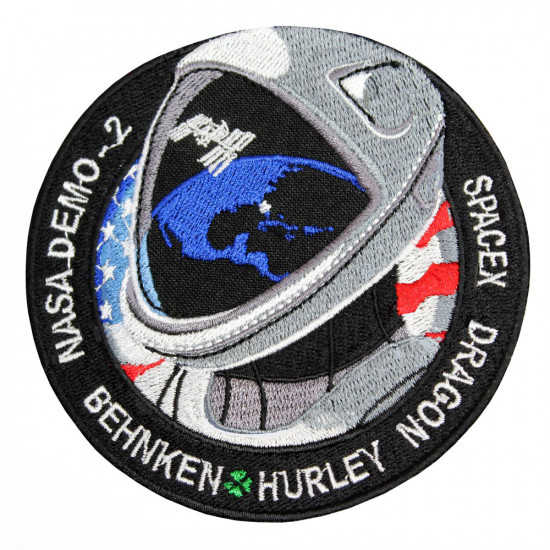 NASA Demo-2 SpaceX Dragon Behnken & Hurleysleeve Patch bordado en la manga