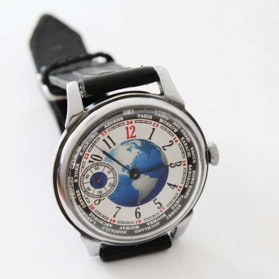 Montre soviétique Poljot russe non transparente Globe Vintage Watch