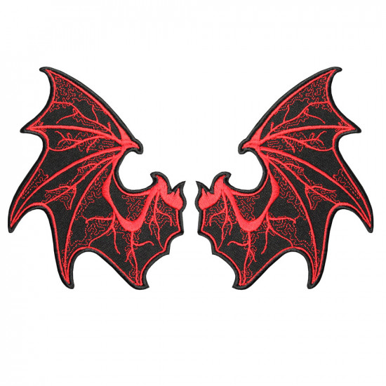 Par de alas de murciélago gótico de parche hecho a mano de manga de alas de vampiro