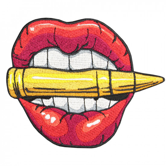 Red Lips Golden Sniper Bullet Airsoft juego parche bordado hecho a mano