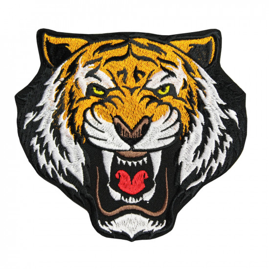 Parche de bestia de juego de Airsoft de cabeza de tigre rugiente bordado a mano