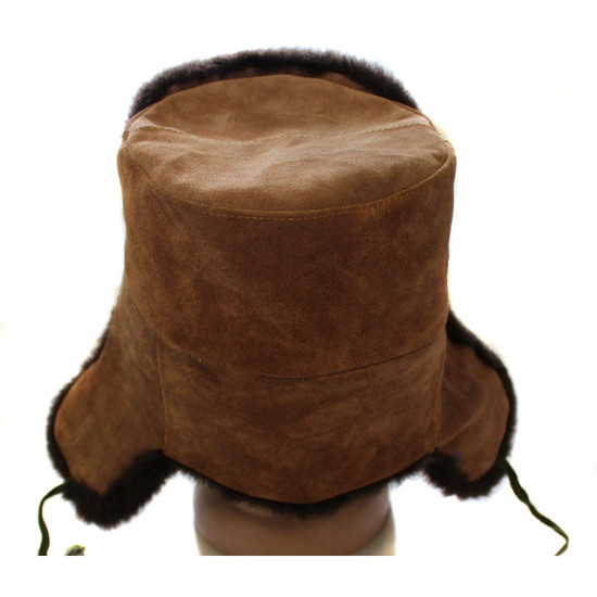 星のピン・バッジのあるソビエト茶色暖冬ushanka帽子
