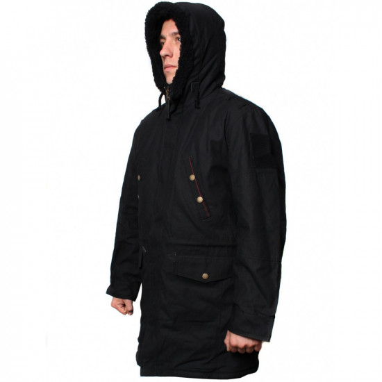 Veste d'hiver longue Manteau noir chaud pour un usage quotidien Parka moderne