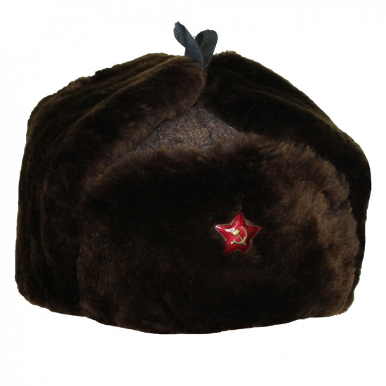 ロシアの冬の暖かい将校軍の帽子暖かいearflaps兵士ushanka毛皮で
