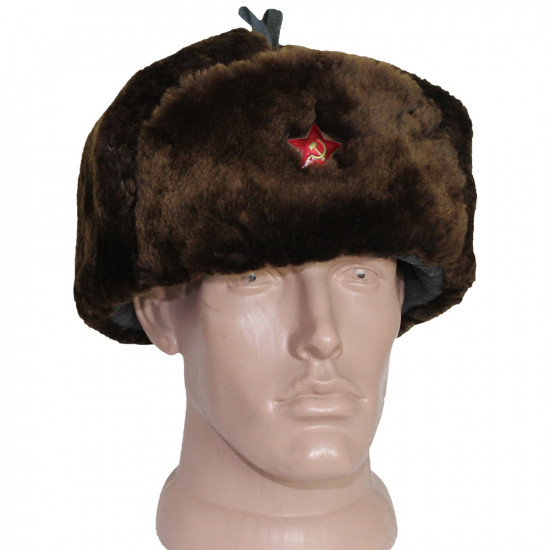 ロシアの冬の暖かい将校軍の帽子暖かいearflaps兵士ushanka毛皮で