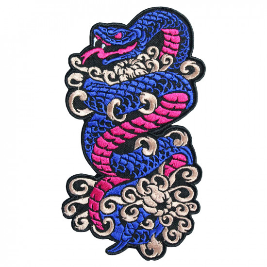 Tatuaje bordado de serpiente japonesa coser / planchar / parche de velcro