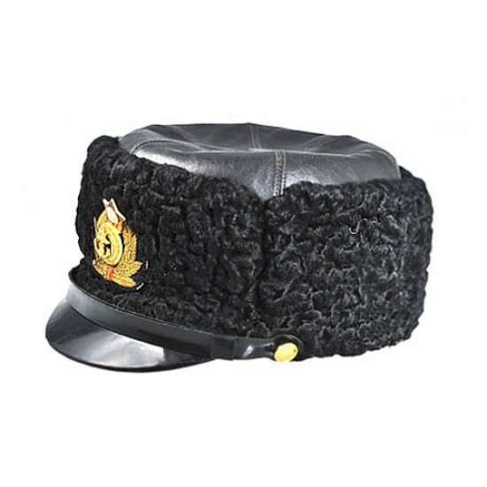 Soviético / cuero del sombrero del invierno del almirante naval ruso con piel de astracán