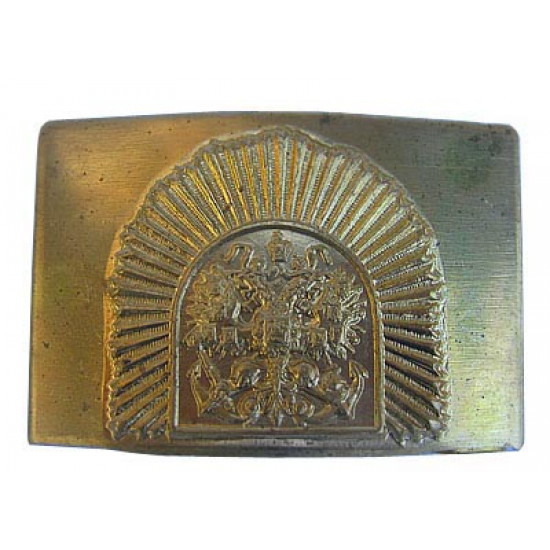 Golden buckle for belt with eagle the navy and beams a sea military school