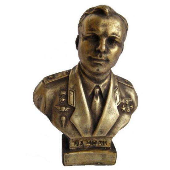   bronze bust of soviet space pilot gagarin