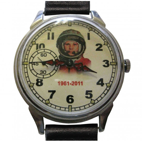 Molnija Montre-bracelet russe pour hommes - Journée Cosmonaur Gagarin / USSR montre acier vintage Molnia, Molniya