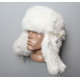 Soviétique / chapeau d`hiver de fourrure de lapin en peluche doux original russe ushanka blanc