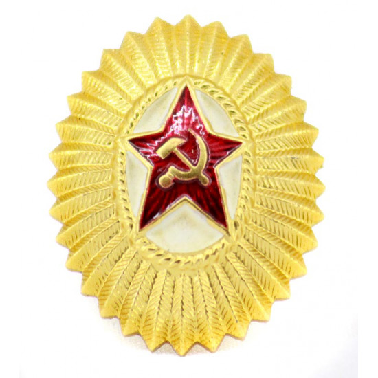ソ連邦軍のソビエト赤陸軍士官帽子バッジ花形帽章