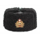 海軍海軍大将冬のオリジナル黒アストラカン毛皮と革のushankaが手製の花形帽章で帽子をかぶせるソビエトロシア