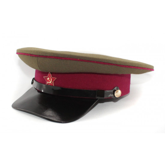 Chapeau de visière d`officiers d`infanterie rkka russe soviétique casquette militaire rouge