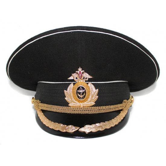 Flotte russe haut chapeau de visière d`officiers de grade naval