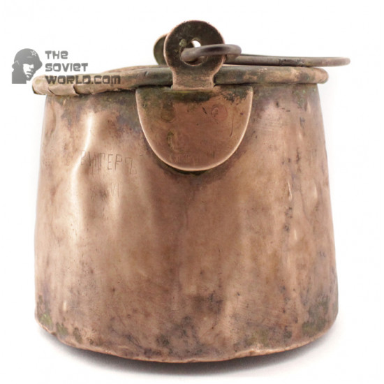 ロシアのビンテージ銅の金属製食器入れオリジナル1895軍隊兵士は、wwi骨董品をビン詰めにします