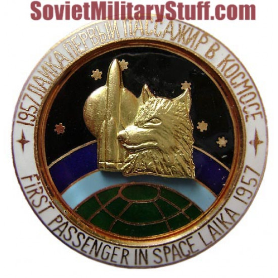 Soviet space badge first passenger in space laika