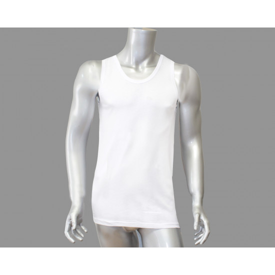 Weißes ärmelloses T-Shirt aus Baumwolle