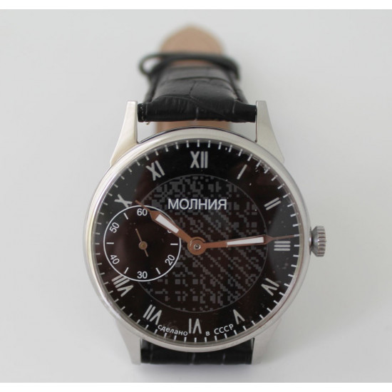 Reloj de pulsera transparente negro mecánico ruso Molniya