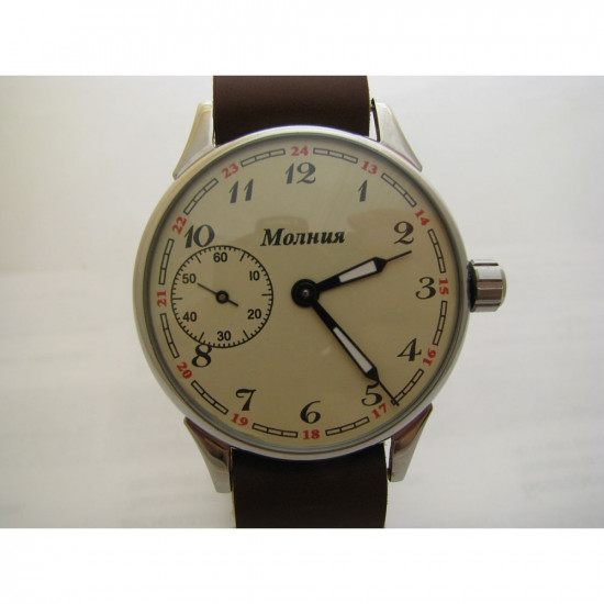 ロシアの機械式白い腕時計Molniya TRANSPARENT