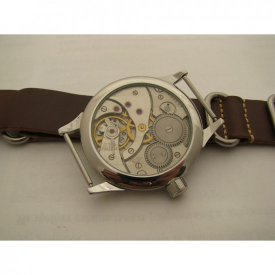 Russische mechanische weiße Armbanduhr Molniya TRANSPARENT
