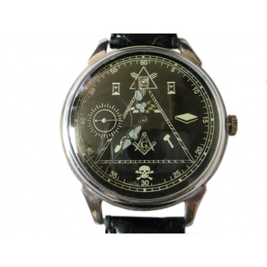 Reloj de pulsera ruso "MOLNIJA / Molnia" con símbolos masónicos (relámpago)