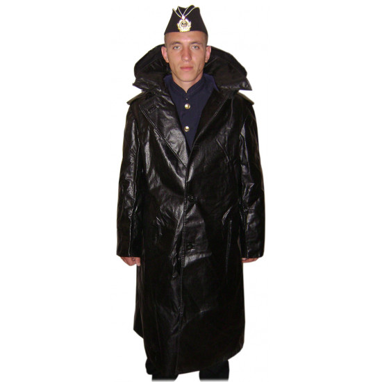 Soviet naval / abrigo negro ruso con capucha de la urss flota naval