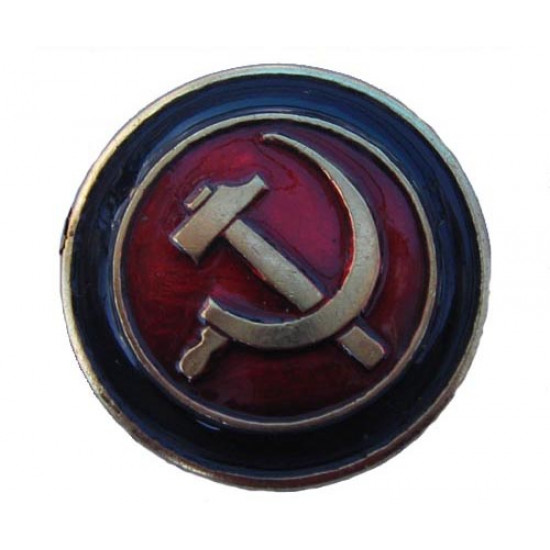 Badge de l`union soviétique avec la faucille & ; martelez le logo de cuivre jaune de l`urss
