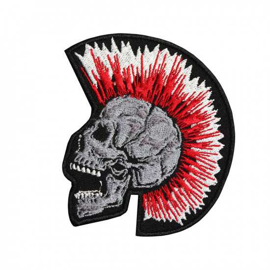Tatuaje Red Skull Punk bordado coser / planchar / parche de velcro