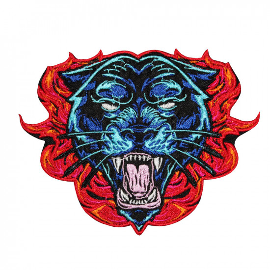 Panther on the Fire Tattoo-Stickerei zum Aufnähen / Aufbügeln / Klett-Patch