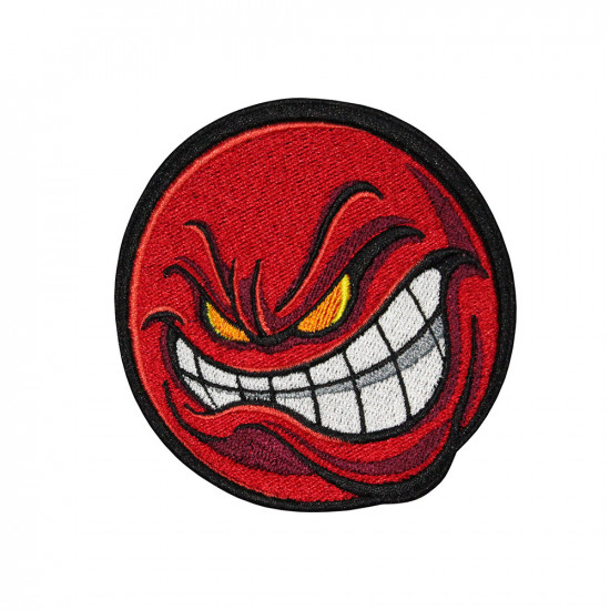 Visage rouge sourire en colère amusant brodé à coudre / thermocollant / patch velcro