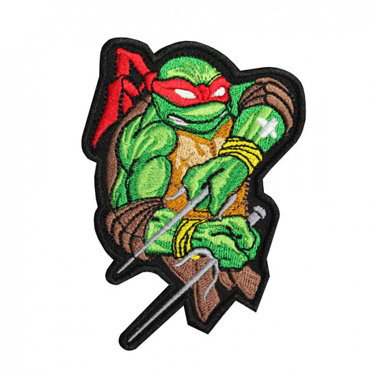 Tortugas Ninja Raphael TMTN bordado de dibujos animados coser / planchar / parche de velcro