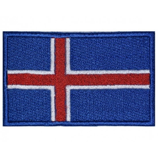 Flagge von ISLAND Gestickter aufgenähter Original handgemachter Aufnäher