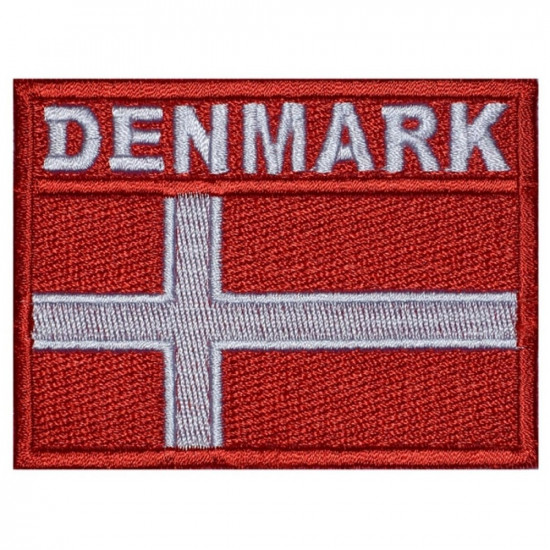 Bandera de país de Dinamarca bordado original cosido a mano parche # 3