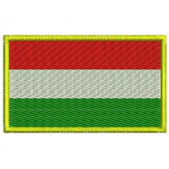 Bandera de Hungría Parche bordado hecho a mano con mangas cosidas