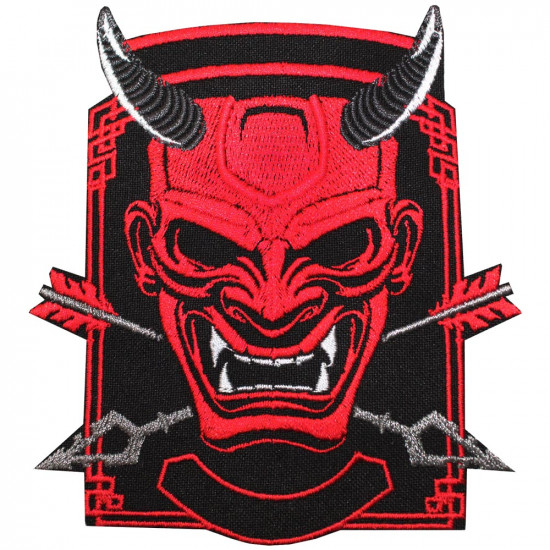 Oni Demon Samurai Besticktes Custom Sew-On / Iron-On / Velcro Patch
