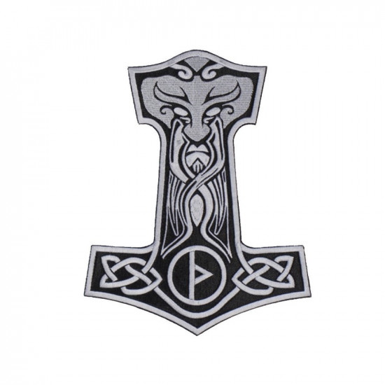 Mjolnir Thor's Hammer Embroidered Sew-On Handmade Patch＃2