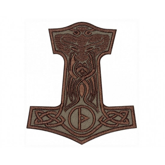 Mjolnir Thor's Hammer Embroidered Sew-On Handmade Patch＃2