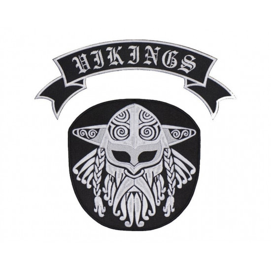 Viking Celtic Ornament Weiß-Schwarz Handgemacht Bestickter Aufnähstreifen
