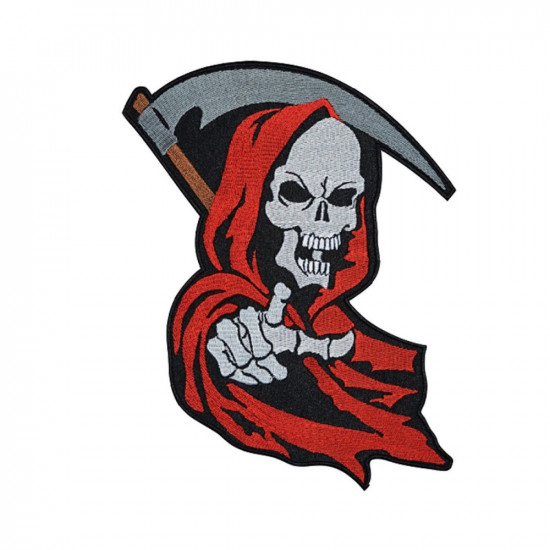 Grim Reaper Death Skull brodé à la main à la main veste Patch # 1
